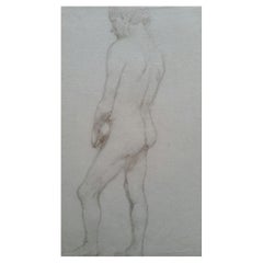 Esquisse de portrait au graphite d'un homme nu, vue de dos