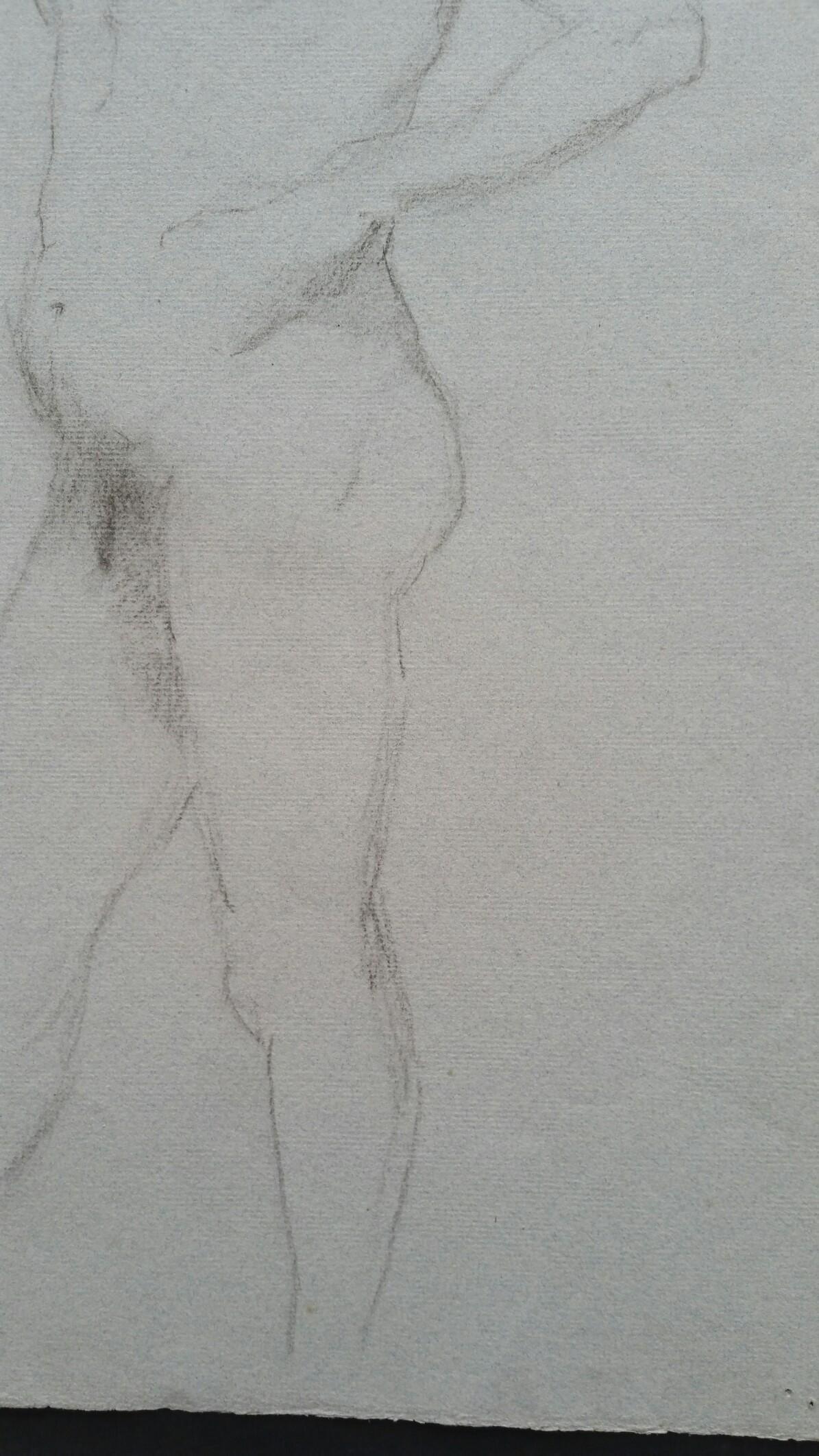 Portrait anglais en graphite d'un nu masculin, de profil en vente 1