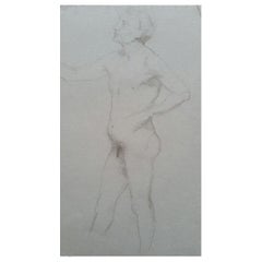 Portrait anglais en graphite d'un nu masculin, de profil