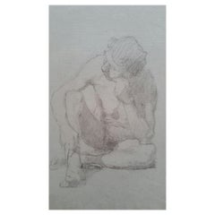 Esquisse de portrait au graphite d'un homme assis