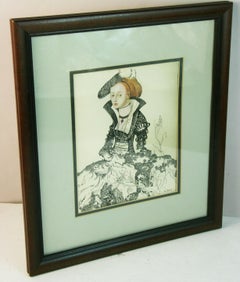 Englische Jungfrau – Figurative Malerei mit Tusche und Gouache