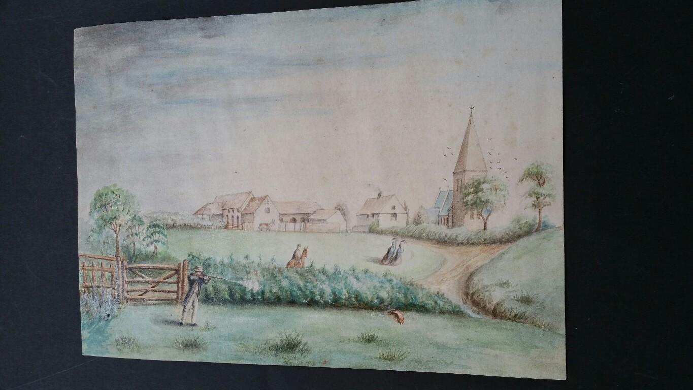 English Mid 19th Century Shooting Watercolour with Historical Notes For Sale 6