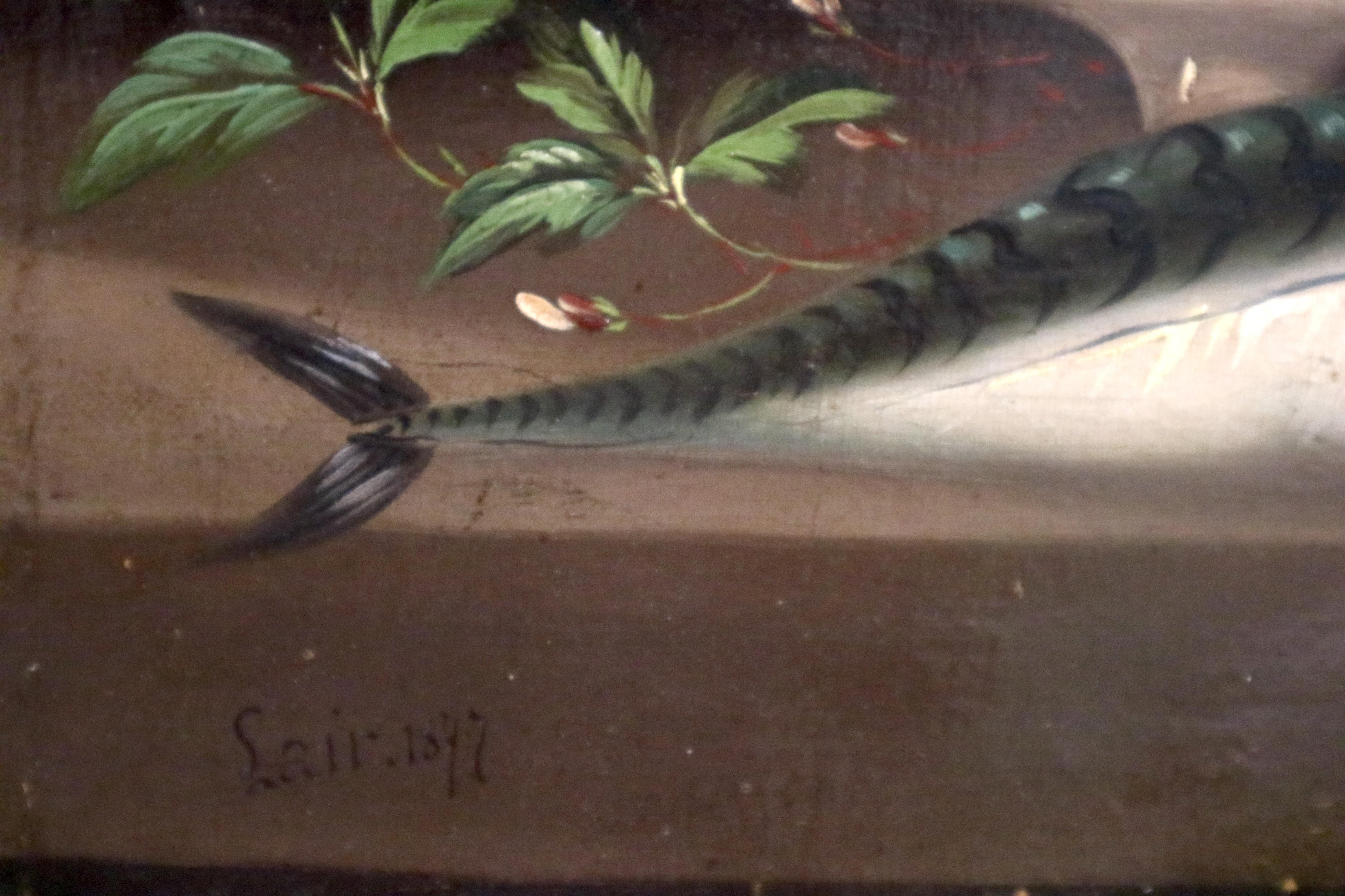 English Native School, 19e siècle, nature morte avec poisson - École anglaise Painting par Unknown