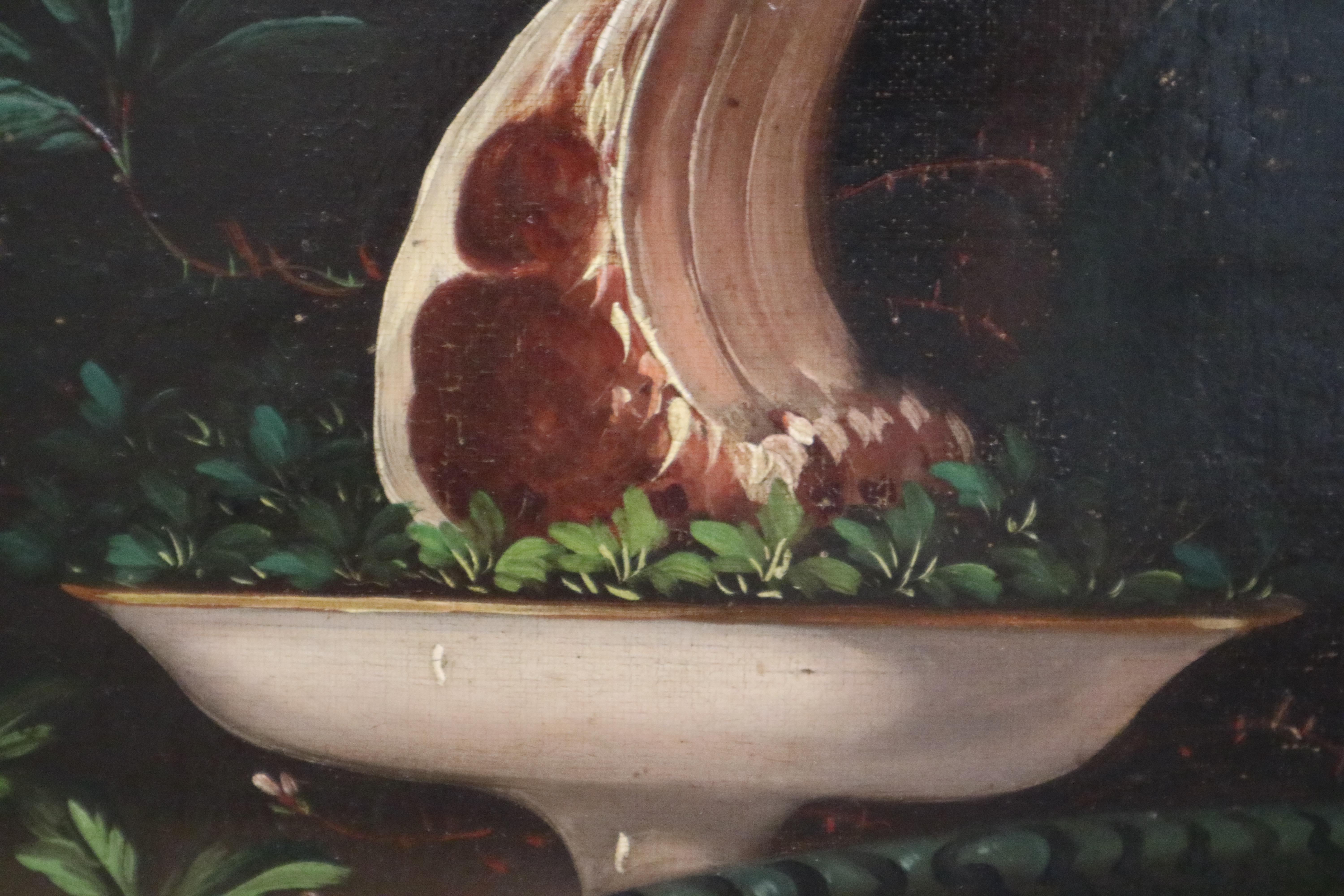 English Native School, 19e siècle, nature morte avec poisson
Huile sur toile 54x63 cm cadre inclus.

Belle peinture d'origine anglaise, représentant une élégante nature morte de poisson, de chou et de viande. À une époque où la vie à la campagne