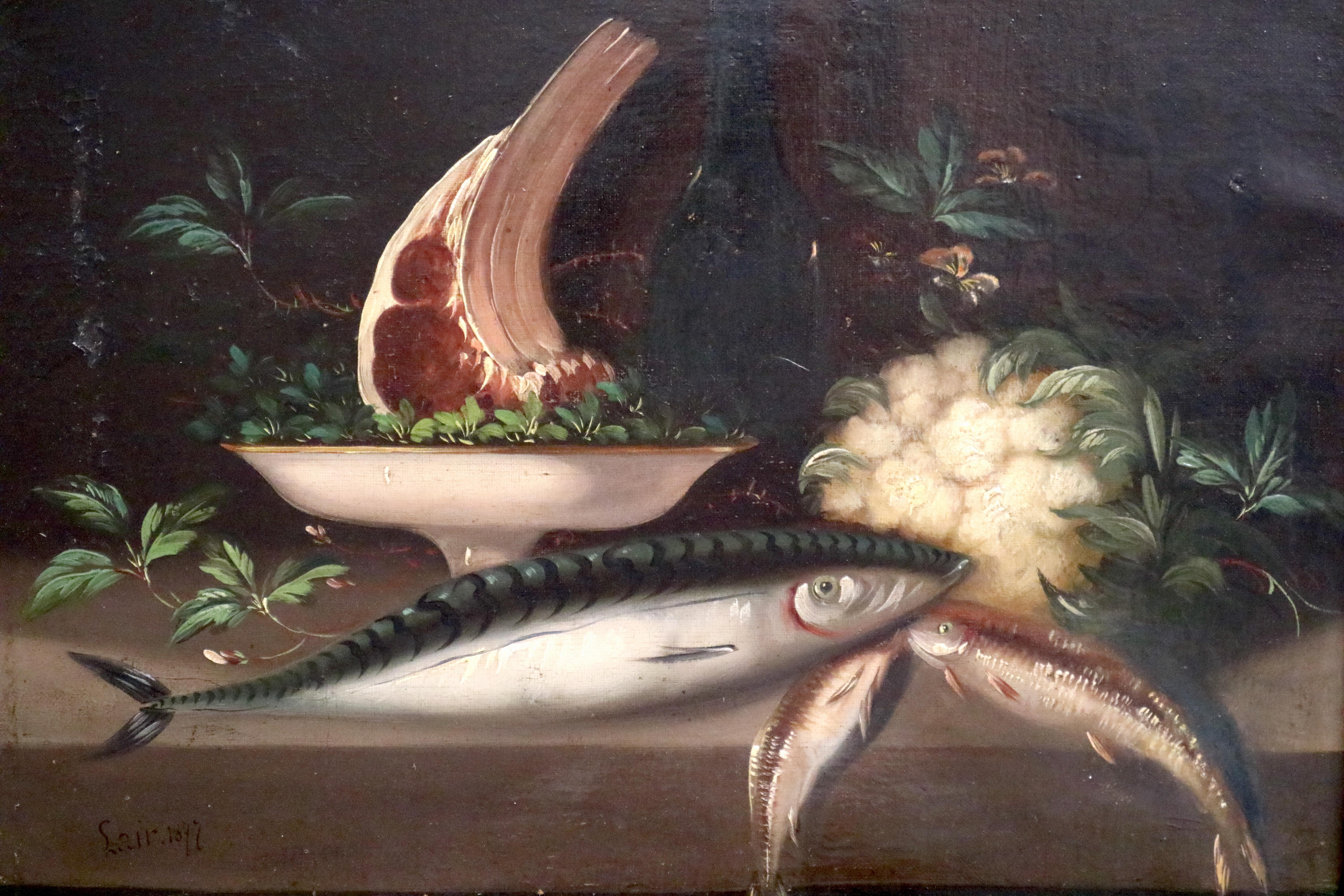 Animal Painting Unknown - English Native School, 19e siècle, nature morte avec poisson