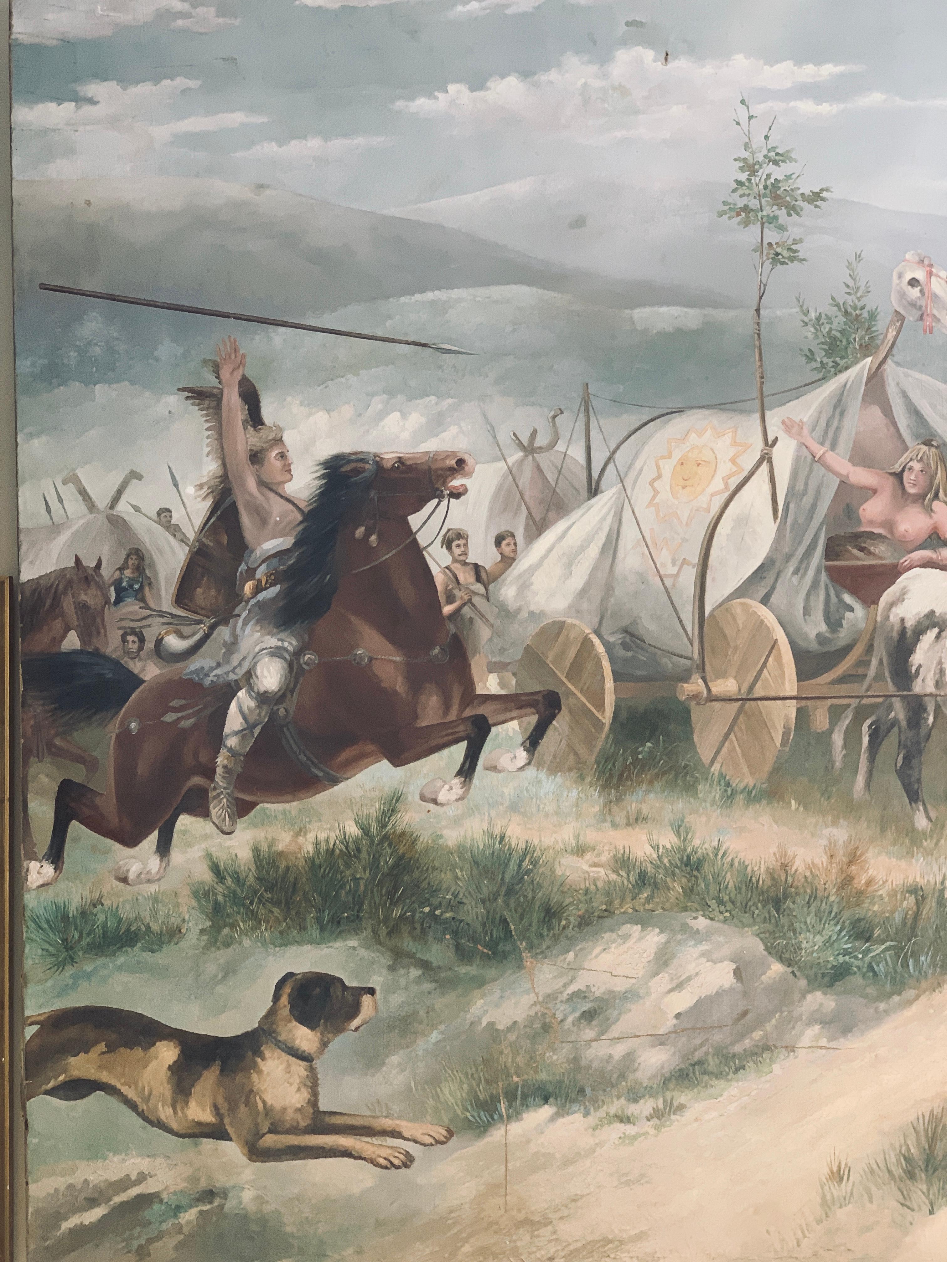 English or Continental History Picture of Nordic Conquest painted about 1900 - Painting by Unknown
