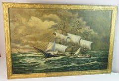 English Oversized Three Dimensional Full Sail Oil Painting