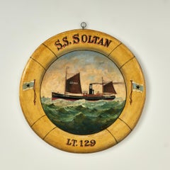 English Painting of the S. S. Soltan Steamship Signed G. Macey