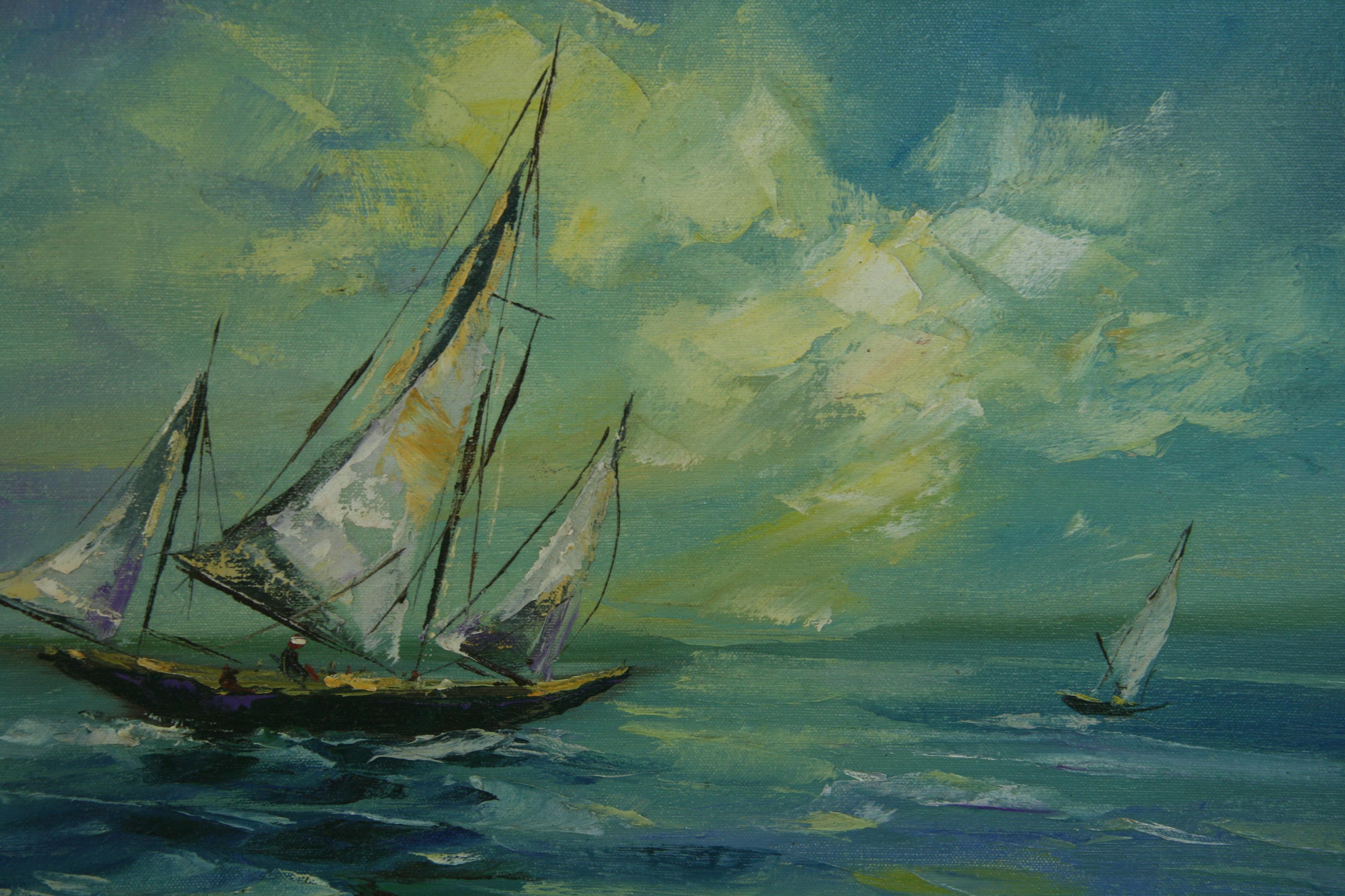 5081 English painting sailing into the wind
