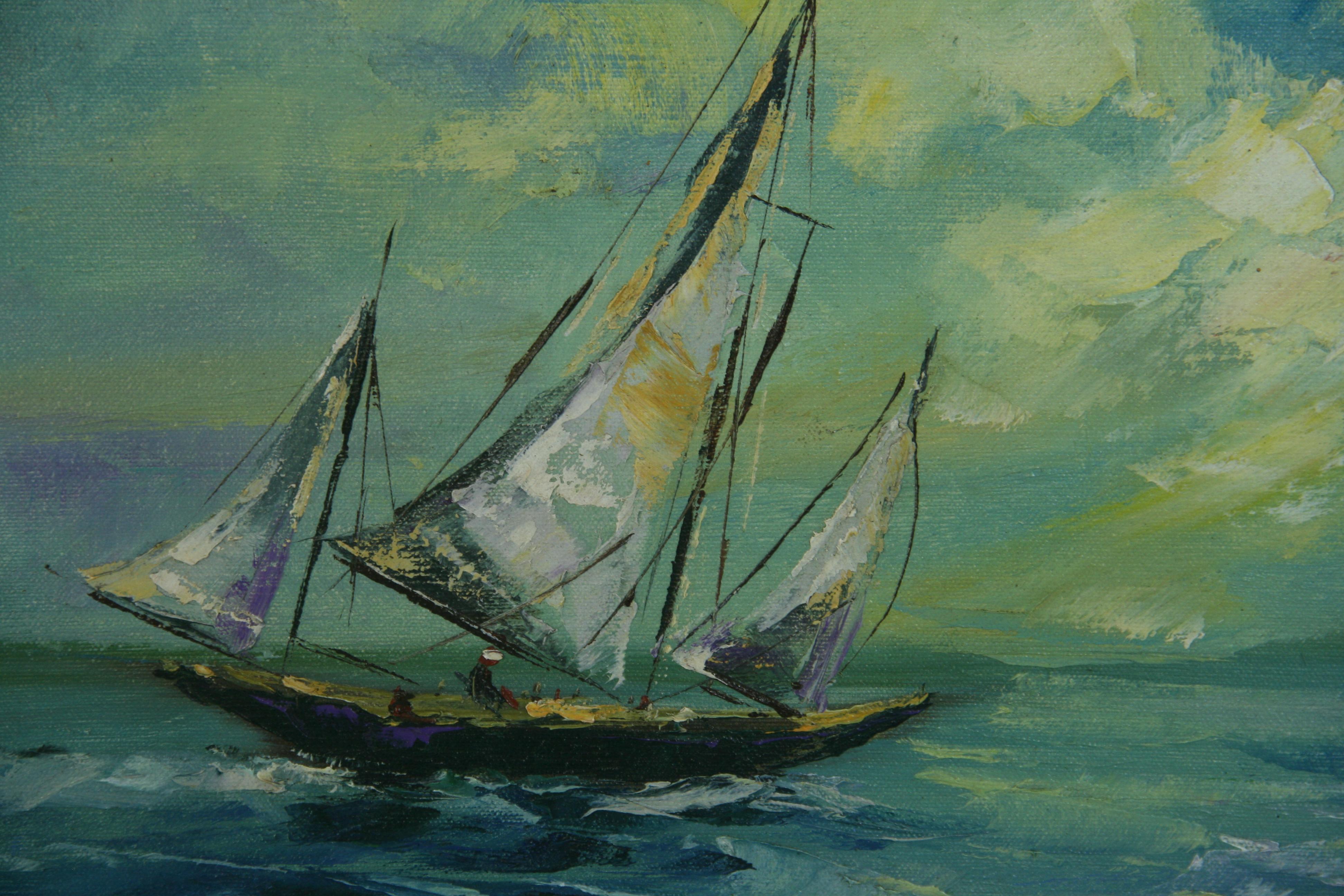 English Painting Sailing into The Wind For Sale 1