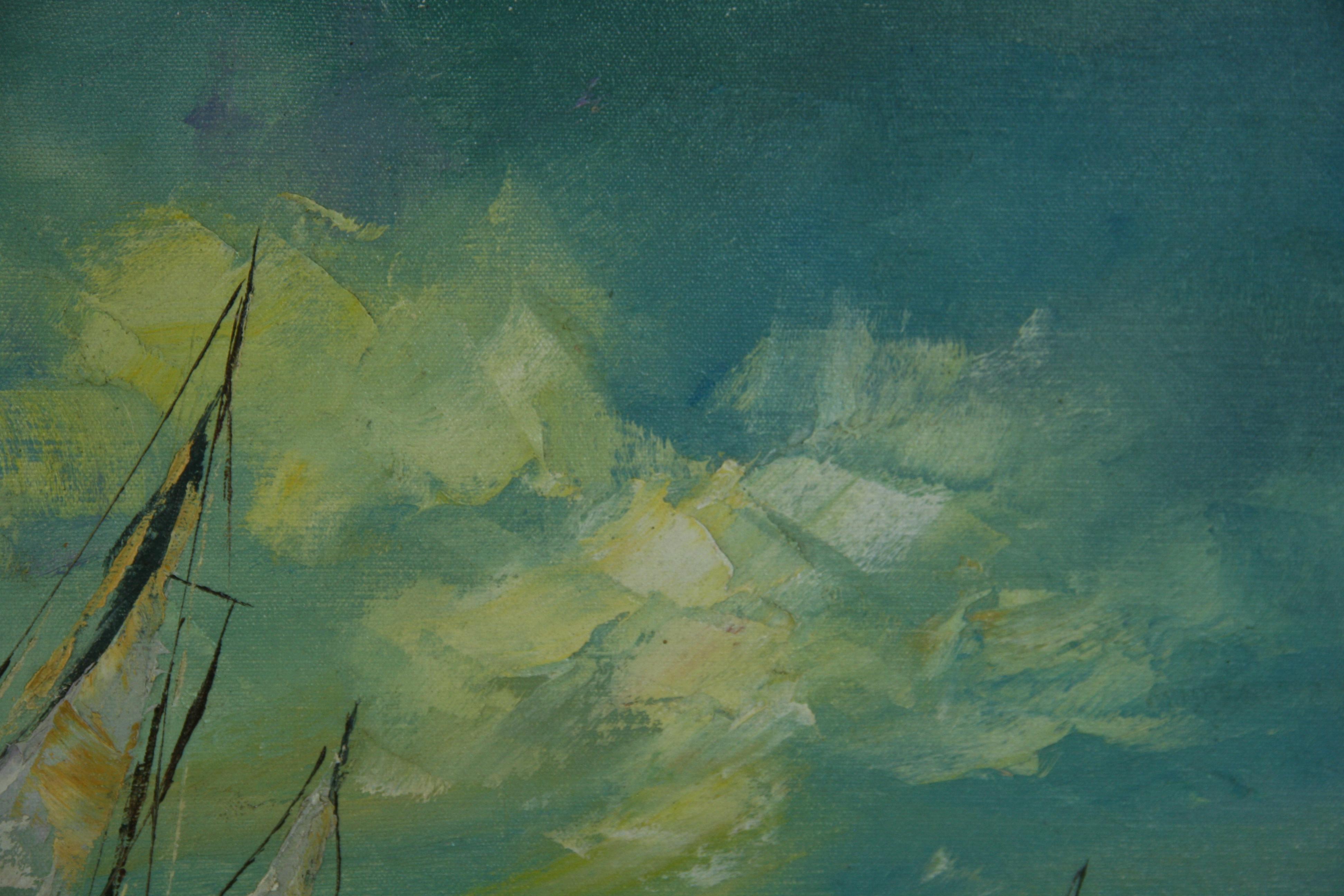 English Painting Sailing into The Wind For Sale 2