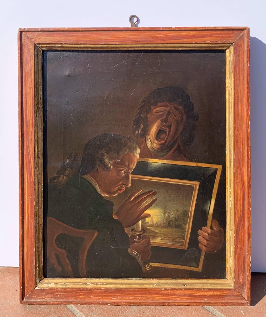 Peintre satirique anglais - peinture du 18e siècle - The Connoisseur and Tired Boy - Painting de Unknown