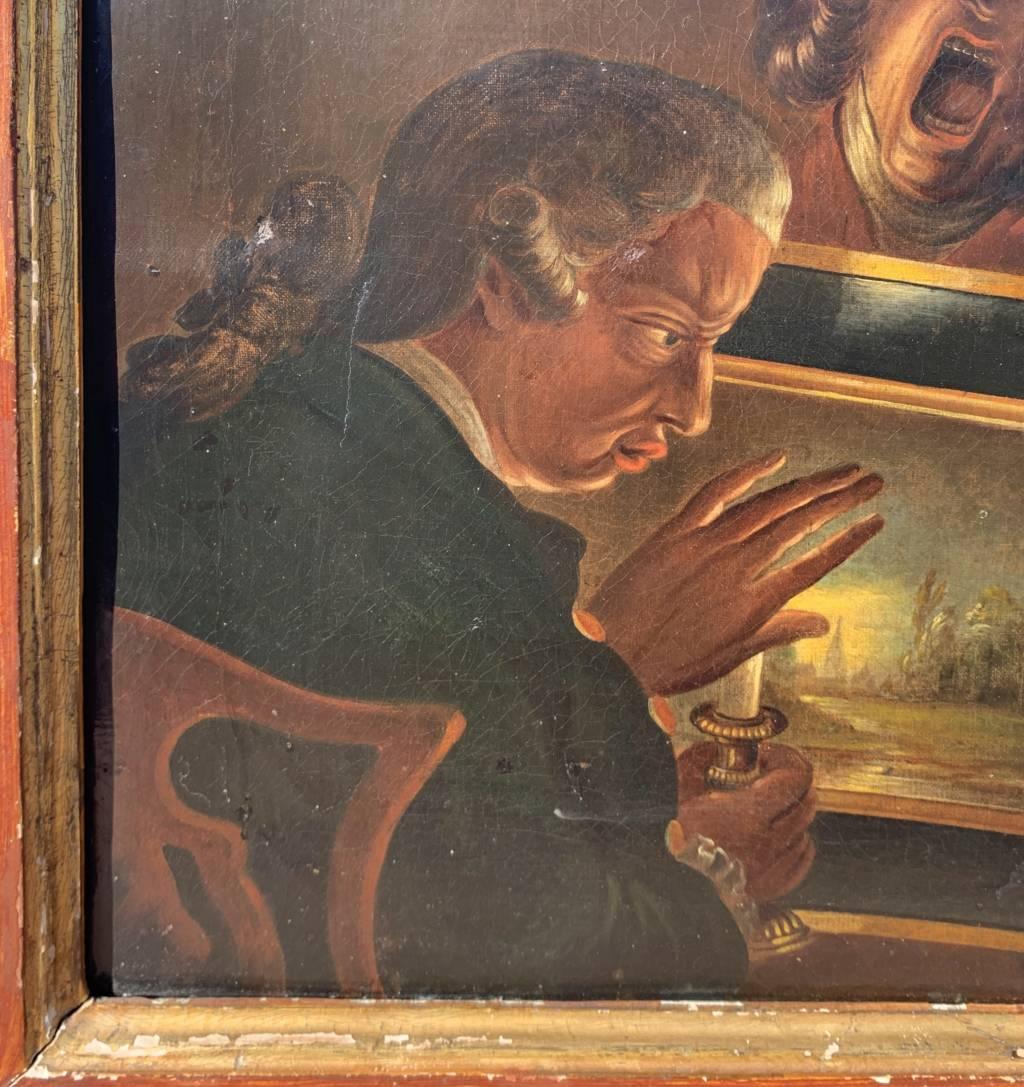 English satirical painter - 18th century painting - Connoisseur and Tired Boy For Sale 1