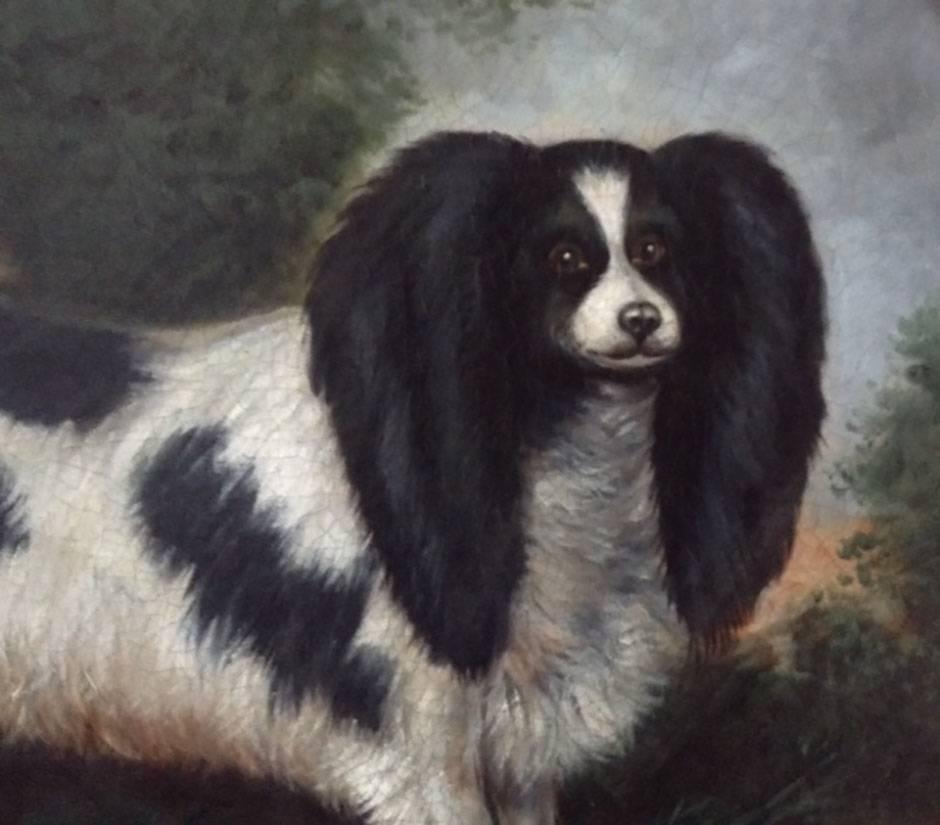 English School 18th Century Spaniel in a Landscape - Painting by Unknown