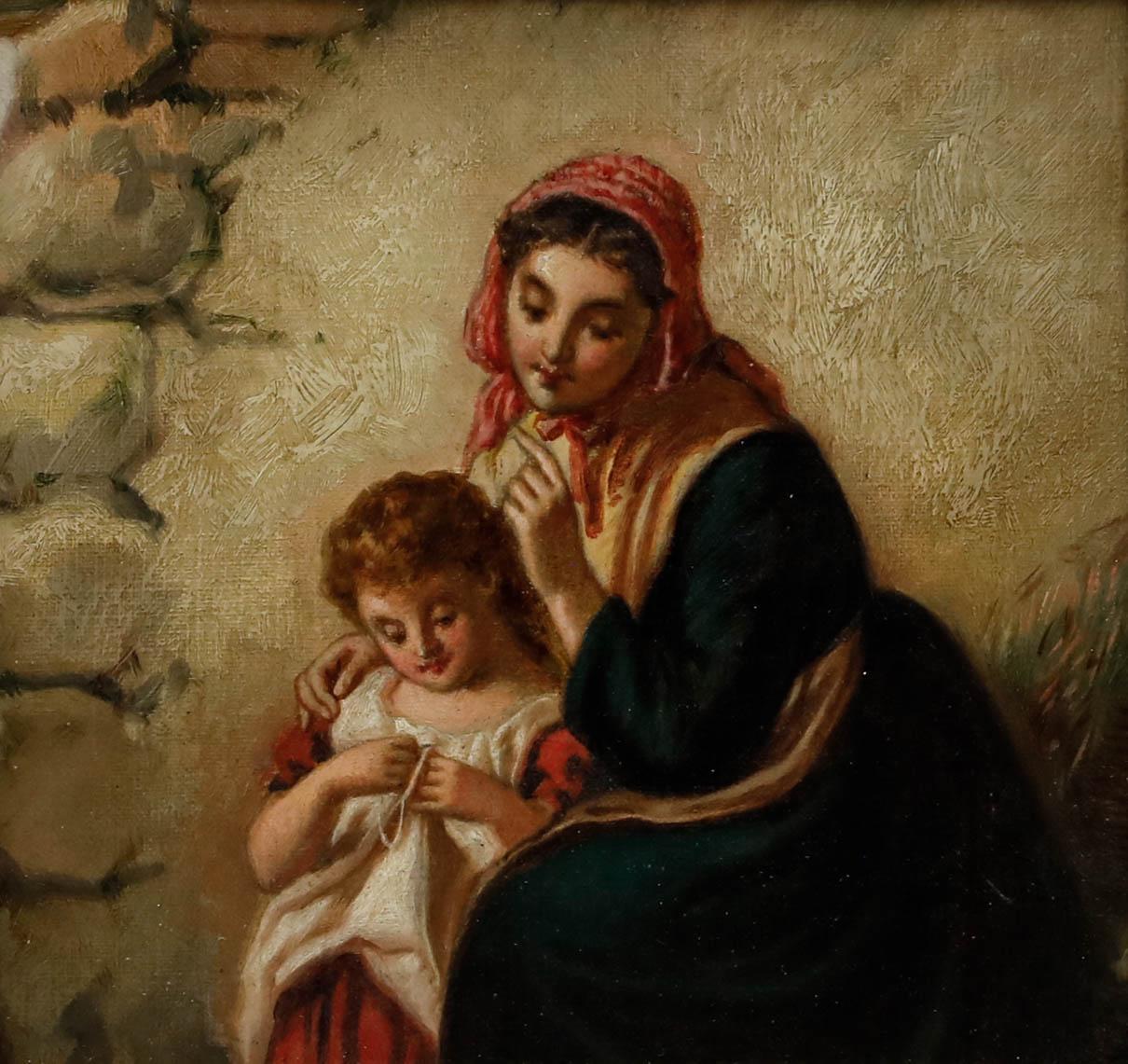 English School Siglo XIX Óleo - Un momento apacible - Painting de Unknown