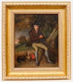 English School 19th Century Oil - A Gentleman and his Terrier