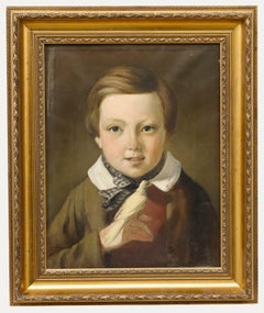 English School 19th Century Oil - Boy and His Canary Bird
