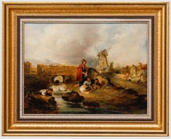 Olio di English School del 19° secolo - Godersi il fiume