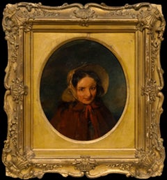English School 19th Century Oil - Girl in the Red Cloak