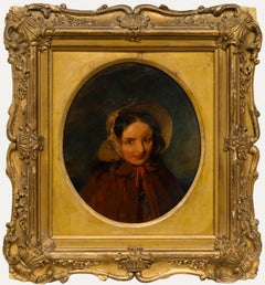 English School 19th Century Oil - Girl in the Red Cloak