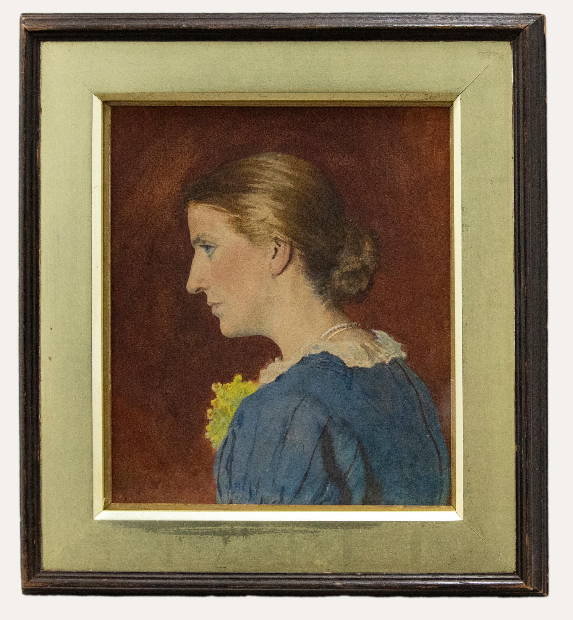 Unknown Portrait Painting - English School 19th Century Oil - Lady in Profile