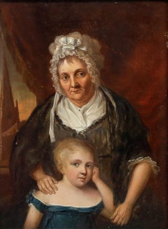 English School 19th Century Oil - Portrait of a Mother and Child