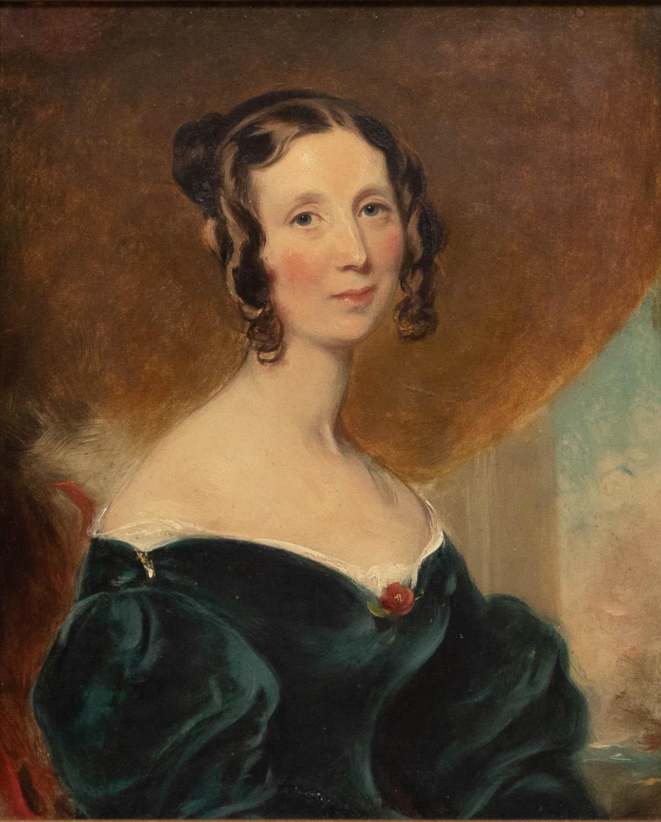 Olio di English School del XIX secolo - Ritratto di Catherine Rowell - Painting di Unknown