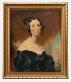 Olio di English School del XIX secolo - Ritratto di Catherine Rowell