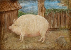 English School 20th Century Oil - A Prize Sow