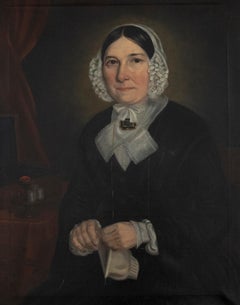 English School c. 1880 Oil, Original Frame- A Victorian Lady And Her Sewing Box