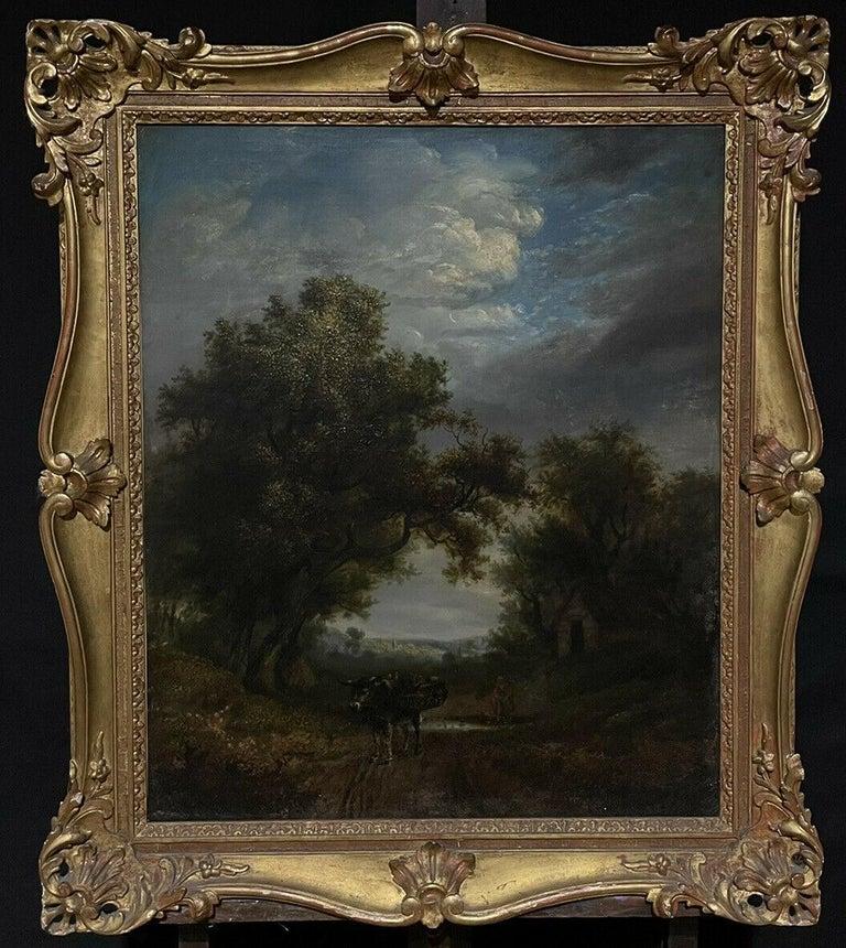 Unknown Figurative Painting - English School Early 19th Century Landscape with a traveller Large Oil Painting