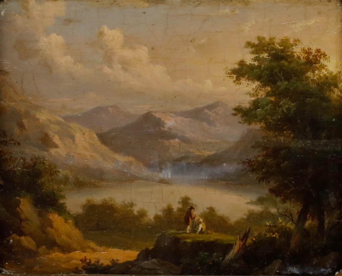 Olio di English School dell'inizio del XIX secolo - Veduta del lago di montagna - Painting di Unknown