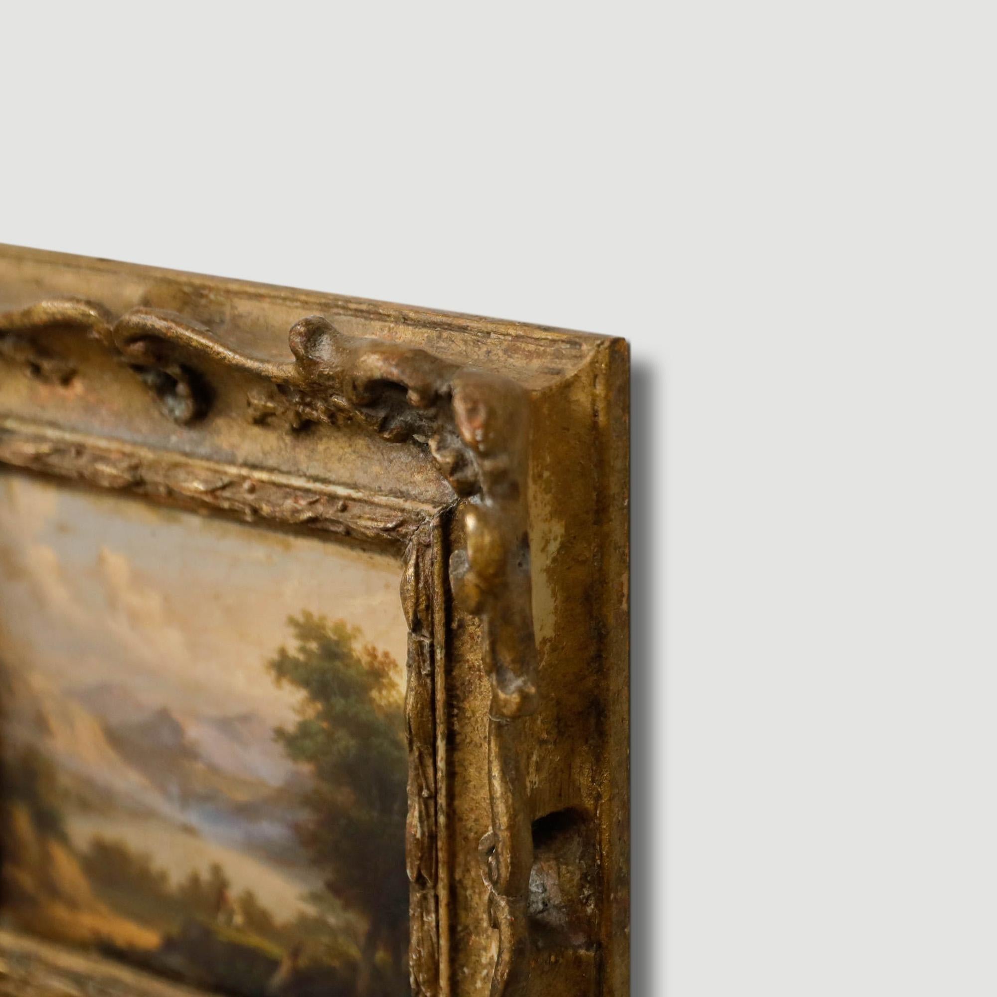 Olio di English School dell'inizio del XIX secolo - Veduta del lago di montagna 2