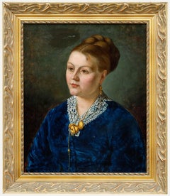 English School Early 20th Century Oil - Lady in Blue