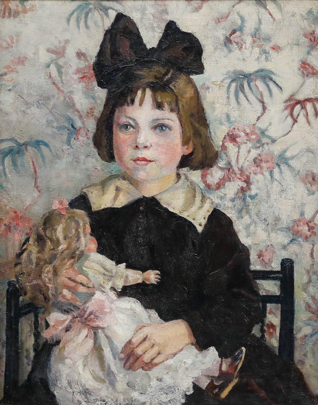 Huile de l'English School du début du 20e siècle - Portrait de Beryl Crowley - Painting de Unknown