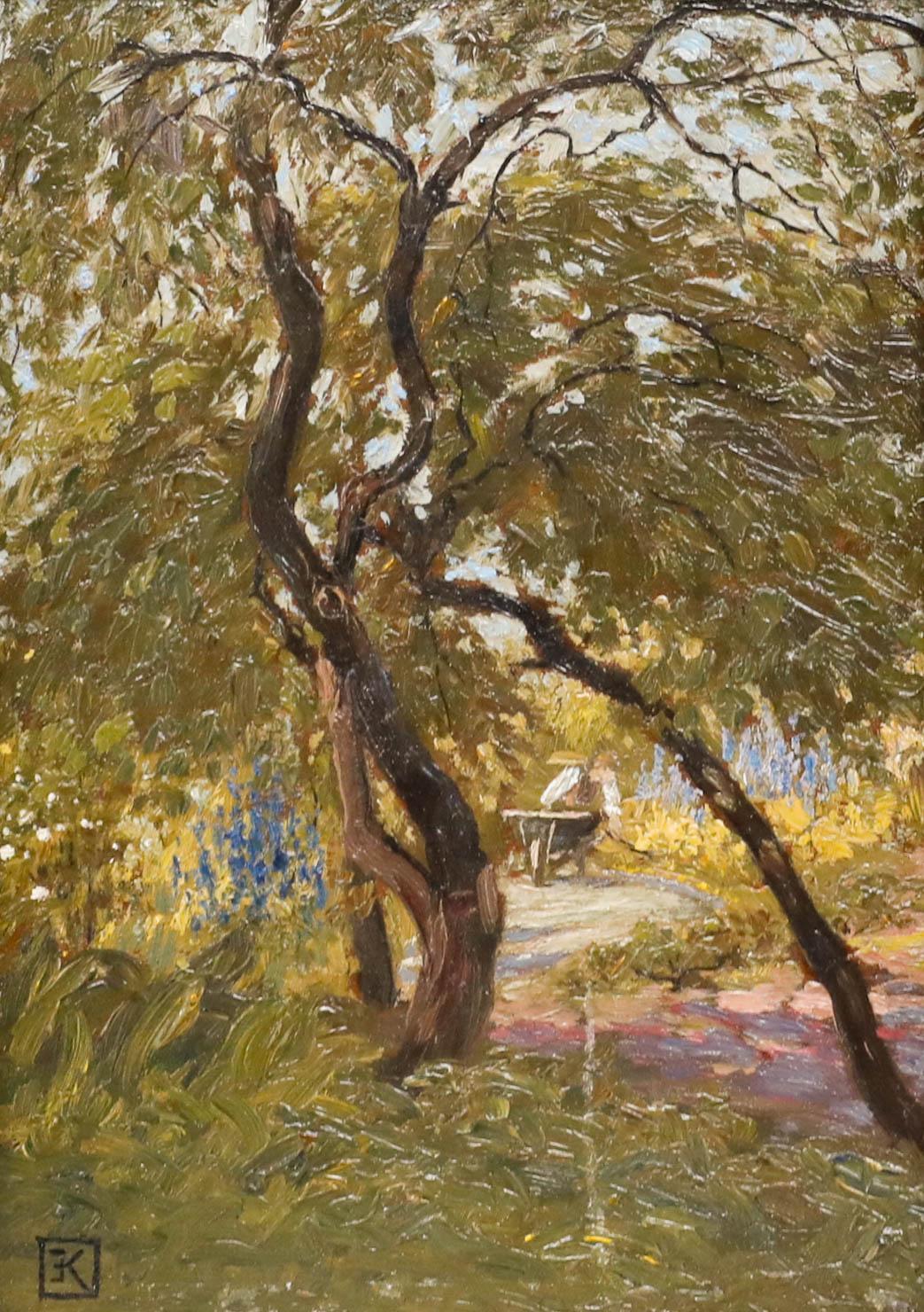 English School Early 20th Century Oil - The Gardener - Painting by Unknown