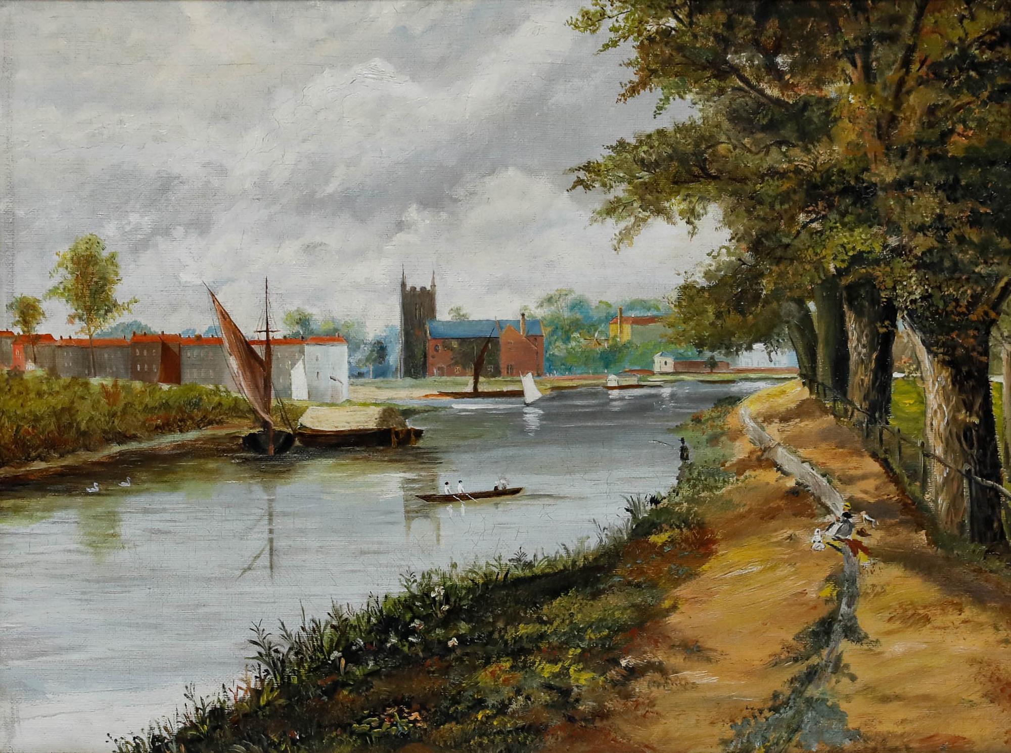 English School Early 20th Century Oil - View of The Cathedral - Painting by Unknown