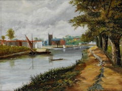 English School Early 20th Century Oil - View of The Cathedral