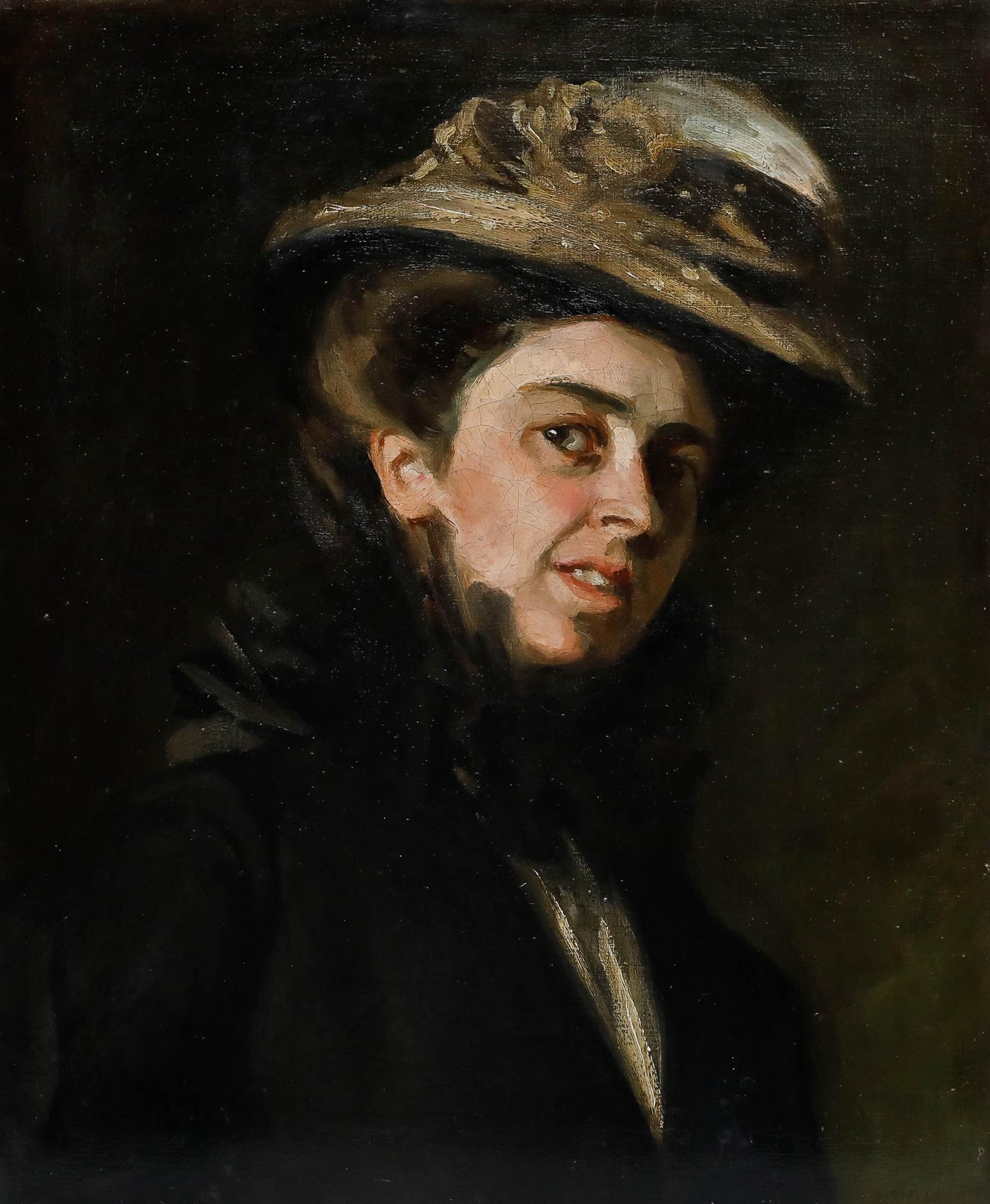 English School Late 19th Century Oil - A Dramatic Stare - Painting by Unknown