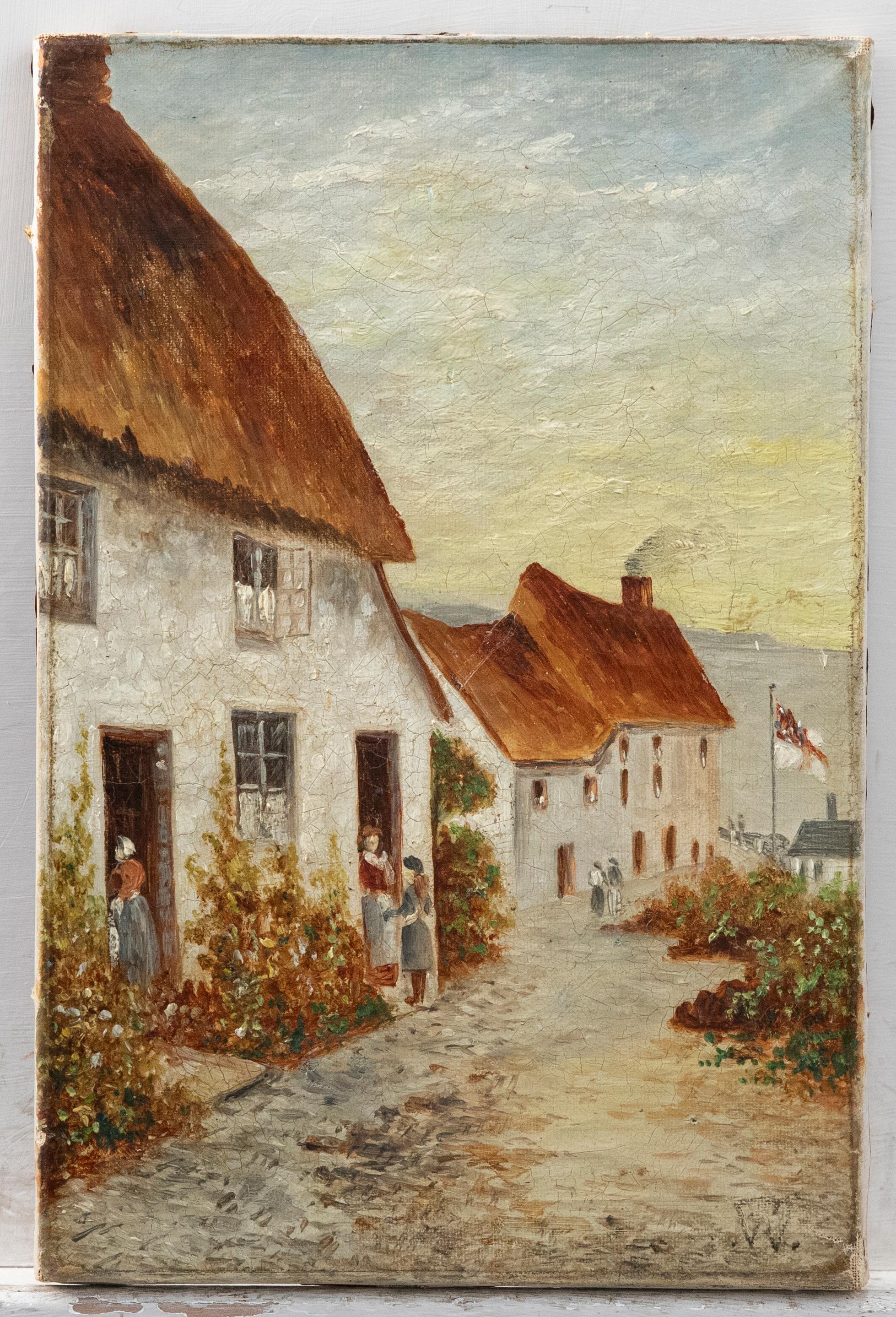 English School Late 19th Century Oil - Church Cove - Painting by Unknown