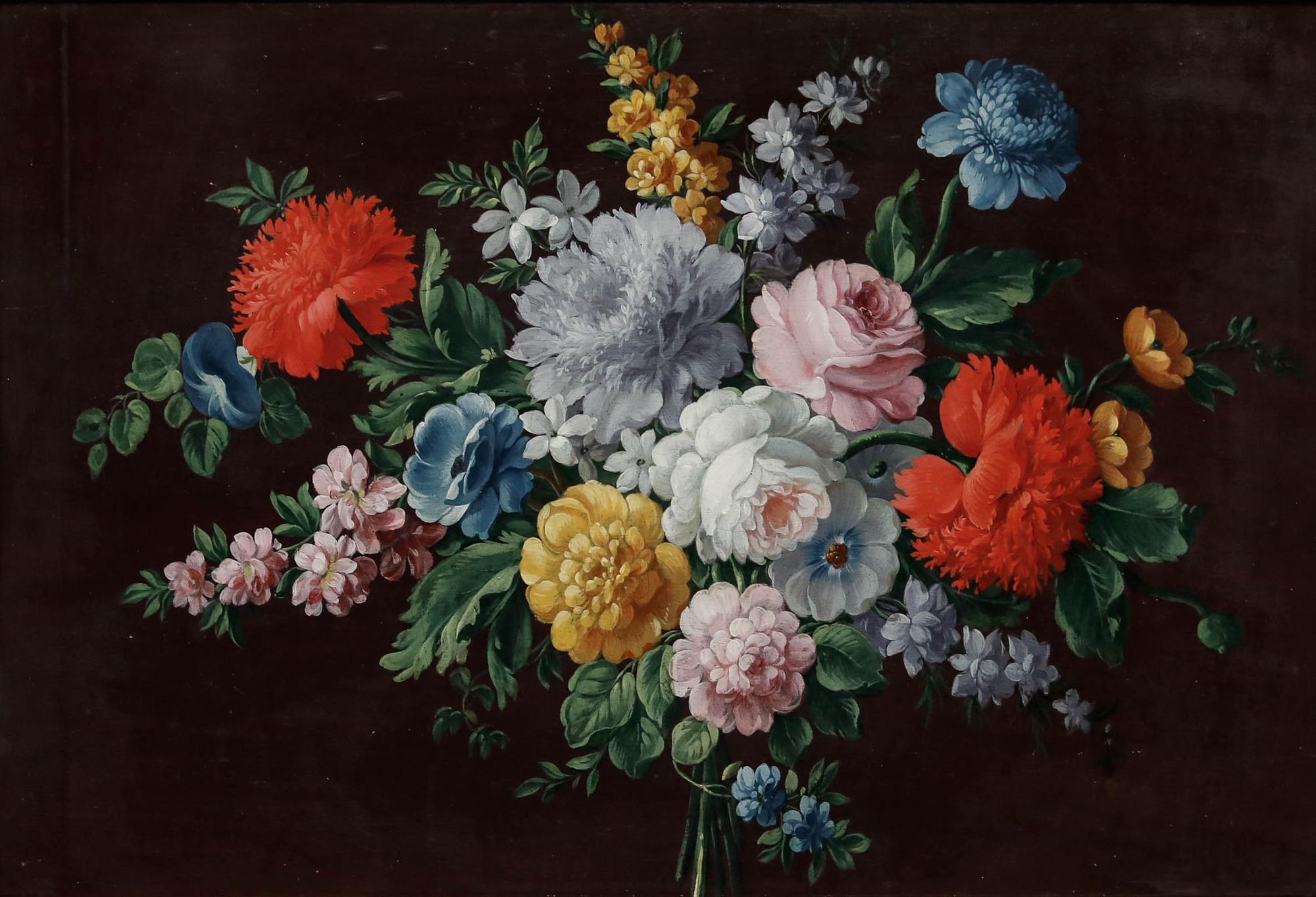 Óleo de la English School de finales del siglo XIX - Rosas y Peonías - Painting de Unknown