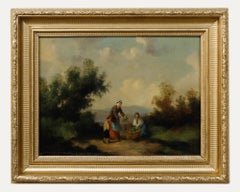 English School Late 19th Century Oil - Trading Vegetables