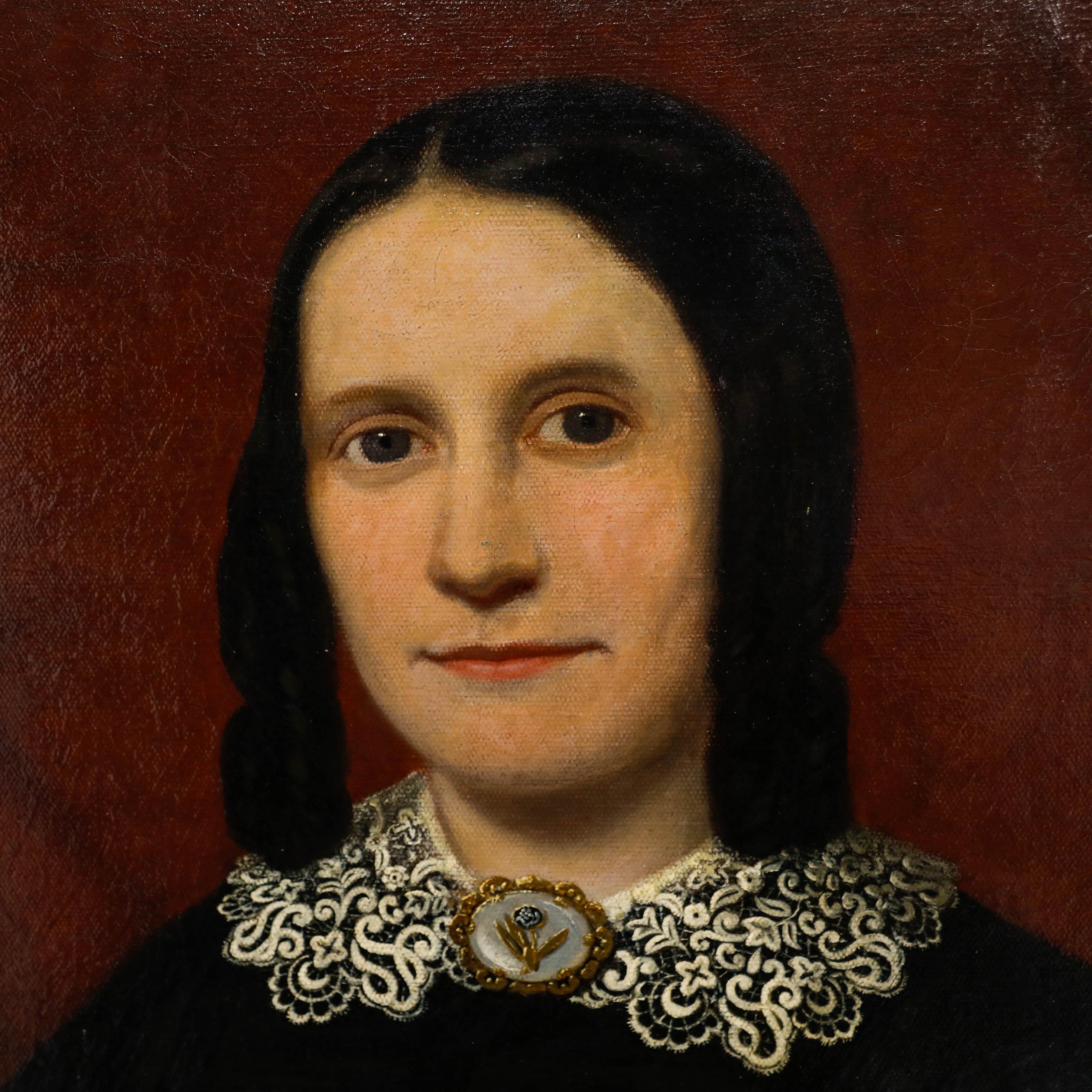 English School Late 19th Century Oil - Portrait victorien d'une dame 1