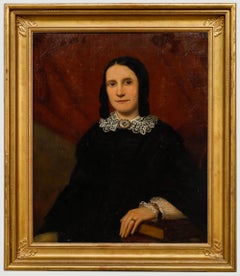 Antique English School Late 19th Century Oil - Victorian Portrait of a Lady