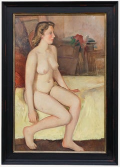 English School Mid 20th Century Oil - Nu dans le Studio