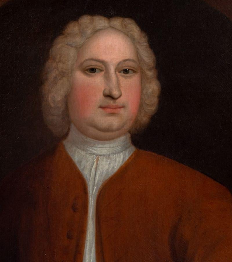 Ritratto di uomo della English School Olio, 18° sec. - Portrait Painting Nero di Unknown