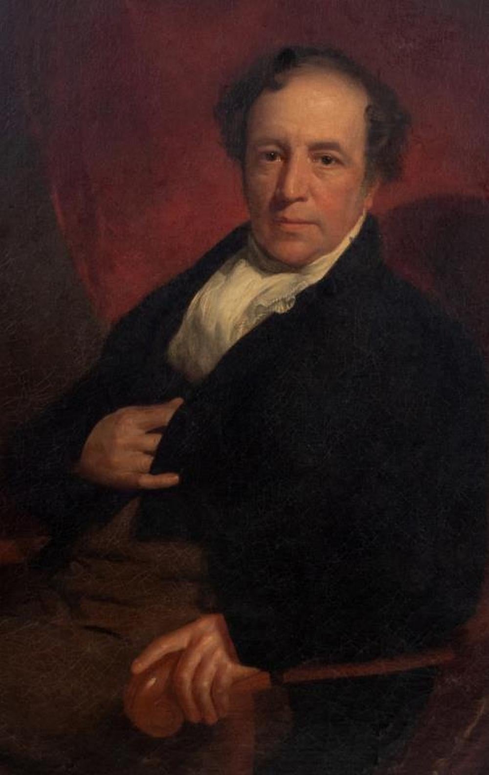 Ritratto di gentiluomo della English School Olio su tela - Portrait Painting Nero di Unknown