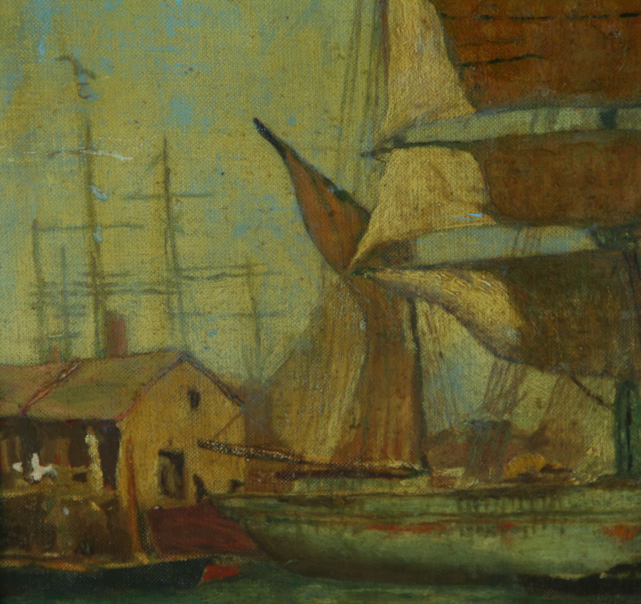 English Scooner Leaving the Dock von J.H.Hutchman im Angebot 4