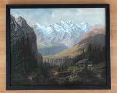 Engslen-Alp mit Wengernalp, Olio su tela, incorniciato, Contemporaneo, 1890