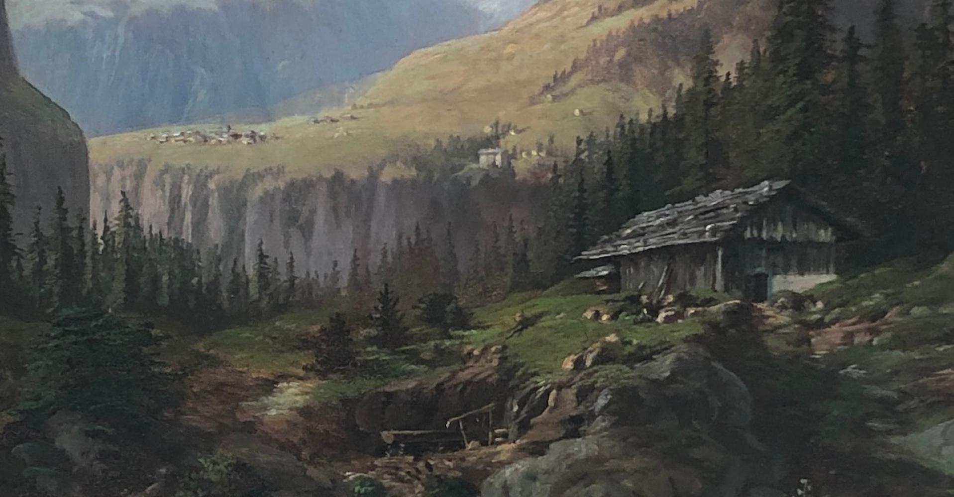 Englisch Engslen-Alp mit Wengernalp, Deutschland, Schweiz (Schwarz), Landscape Painting, von Unknown